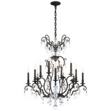 Renaissance Nouveau 12 Light 32in x 38in Chandelier in Heirloom Gold with Clear Heritage Handcut Crystals