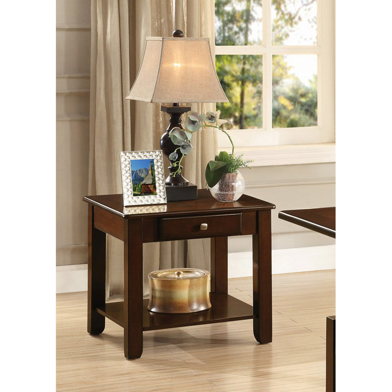 Table de bout contemporaine avec tiroir et tablette 1 pièce