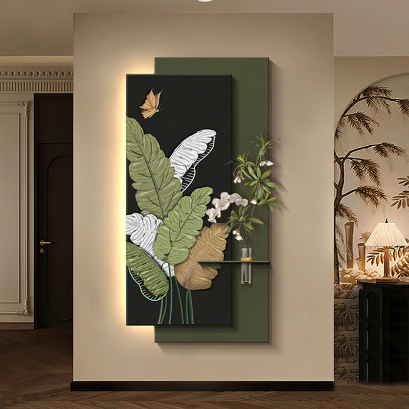 Art mural rectangulaire en bois manufacturé, H 31,5 po x l 15,75 po, Black/Green