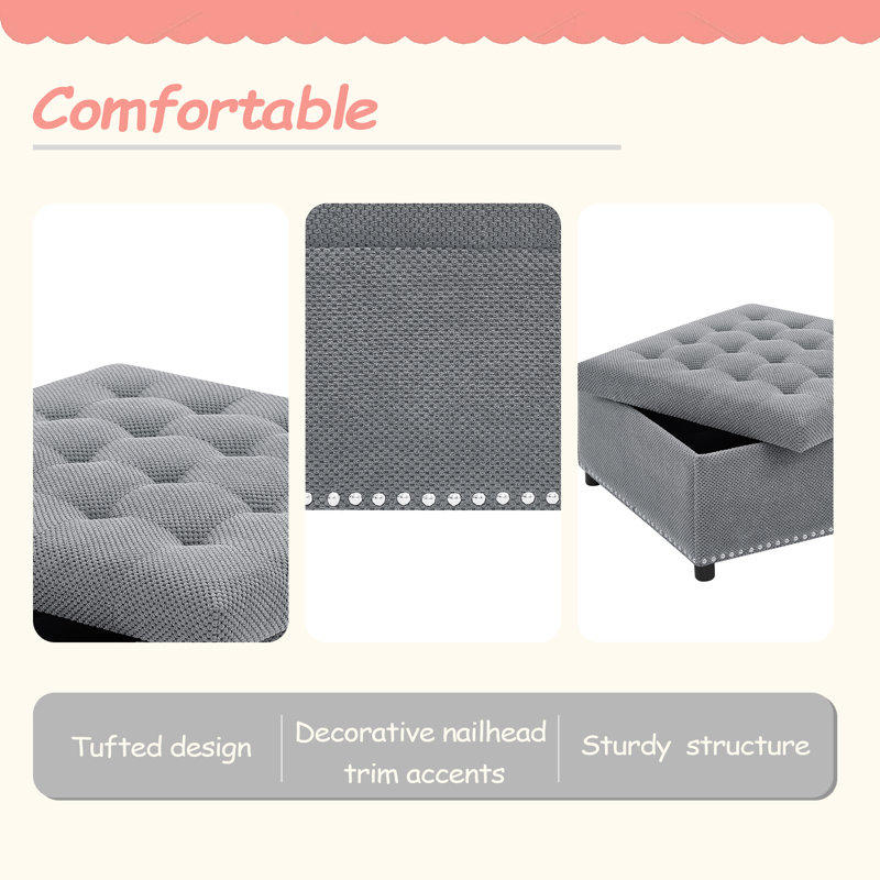 Repose-pieds avec rangement, repose-pieds capitonné, repose-pieds clouté, repose-pieds carré avec rangement, table basse rembourrée