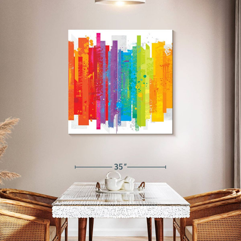 Kimira grunge abstrait arc-en-ciel, H 39 po x l 39 po