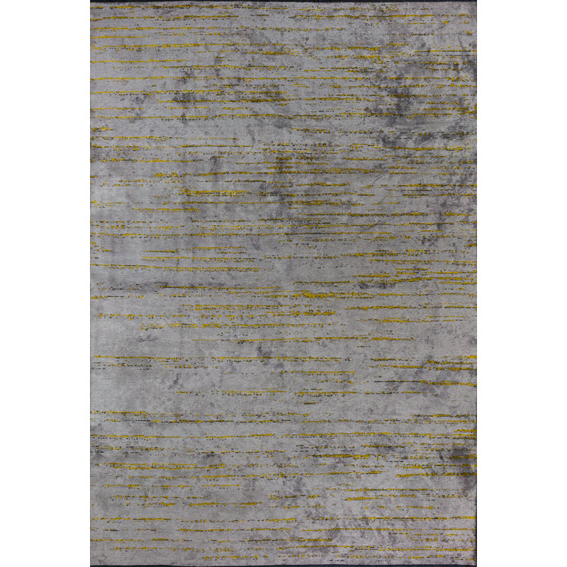 Rapture Gray/Yellow No Pattern And Not Solid Color Luxury Area Rug, Rectangle 7'10" x 11'2"