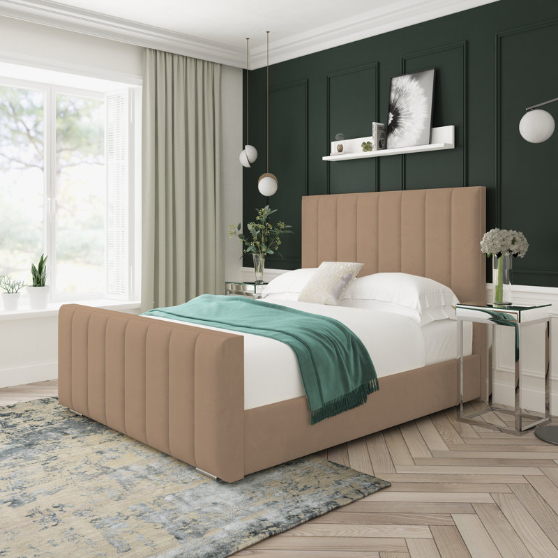 Oakley Plush Velvet Upholstered Ottoman Bed Frame, Single (3'), Mink