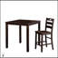 Ensemble de salle à manger 5 pièces de style transitionnel à finition espresso avec table carrée à hauteur de comptoir et chaises à dossier à lattes pour les maisons modernes
