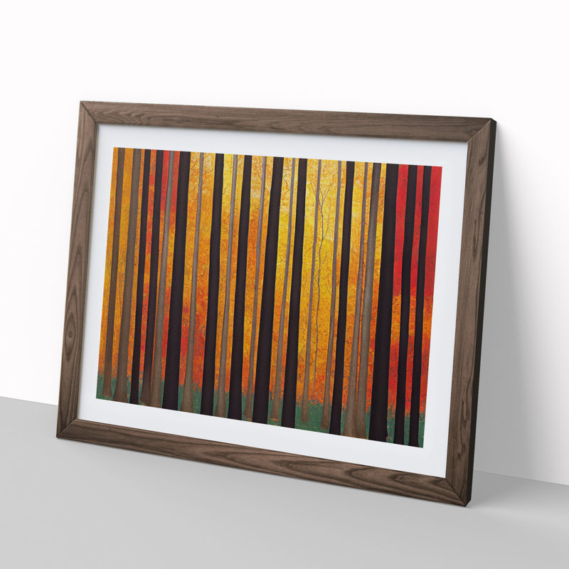 Abstract Autumn Forest Vol.6 1 Piece Single Picture Frame Painting, 25cm H x 34cm W x 2cm D, Walnut