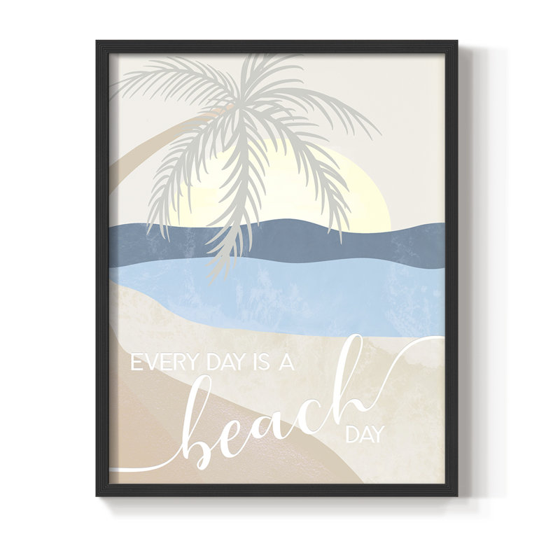 «Beach Day», reproduction encadrée - bois massif, Noir, H 10 po x l 8 po