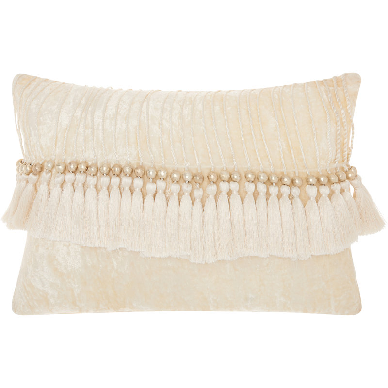 Tassels Throw Pillow, Ivory