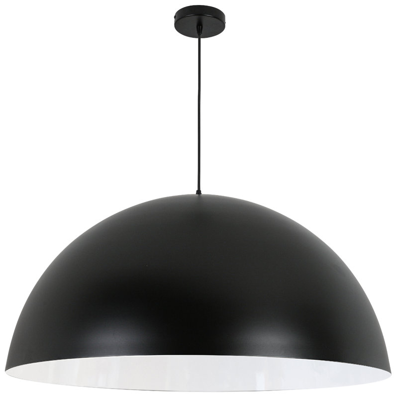 Luminaire suspendu en forme de dôme à 1 lumière Ofelia - 31,5 po, Noir mat, Noir mat / blanc