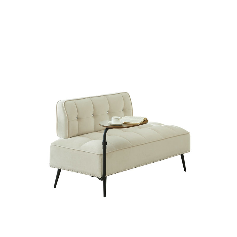 Canapé deux places en velours avec dossier, Beige