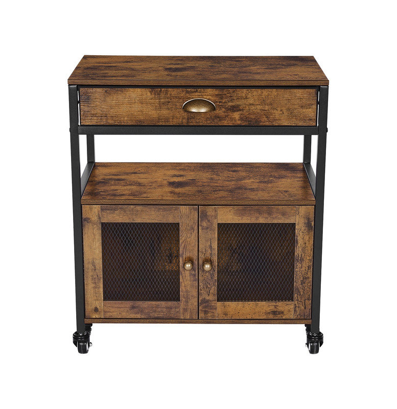 Armoire à café, armoire à café de style campagnard de 24 pouces avec rangement, table mobile avec roulettes et porte grillagée, buffet pour la cuisine, vestibule