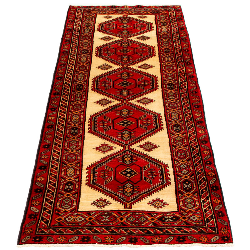 Tapis rouge noué à la main de conception unique 3 pi 8 po x 10 pi 10 po Jesse-James