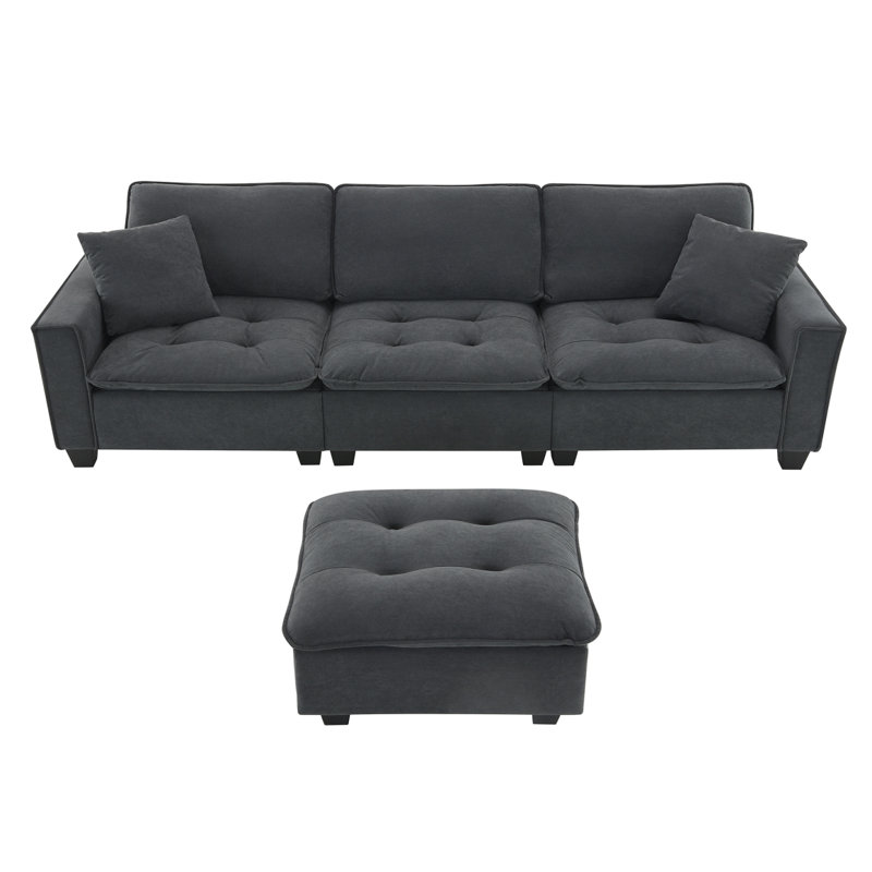 Canapé-lit modulaire convertible, ensemble de canapé en L réversible avec coussins gratuits, canapé-lit en velours avec repose-pieds, appartement, bureau,