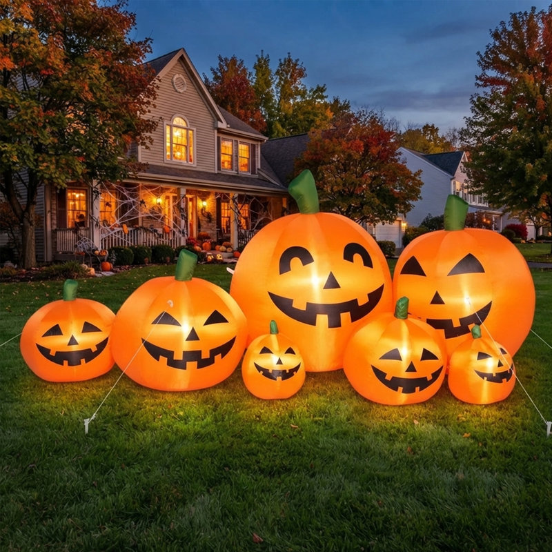 7 pi Décoration gonflable d'Halloween avec 7 lumières DEL