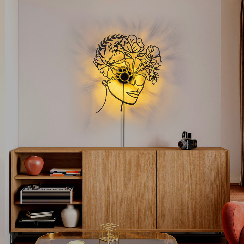 Élégante lampe murale noire, 21,3 po x 17,7 po x 3,5 po | 100% métal, 40 W, indice de protection IP20 | Câble de 6,6 pi avec interrupteur marche / arrêt | Conception polyvalente à brancher ou à brancher | Parfait pour l'éclairage de salon, de chambre à coucher ou de bureau