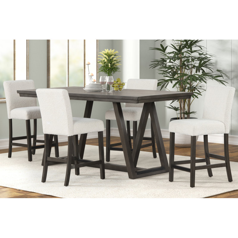Pendergrass Counter Table And Chairs, 5 Pieces: Table, 4 Chairs, White