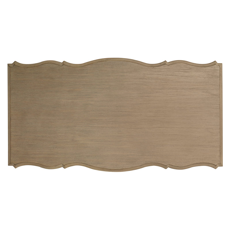 Beige Traditional Executive Desk with 7 Drawers and Keyboard Tray