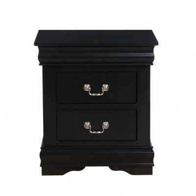 Traditional Classic Wooden 2-Drawers Nightstand With Storage Space For Bedroom Organizing And Convenient Use