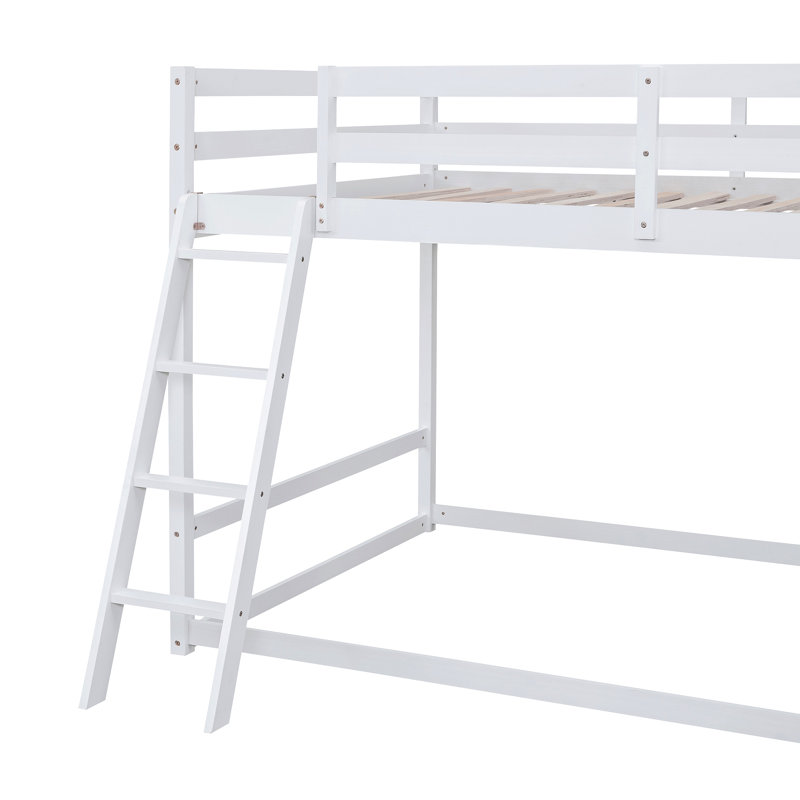 Lit superposé avec échelle, glissade et tablettes, Blanc