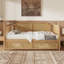 Lit de jour simple en rotin de style traditionnel avec 2 tiroirs pour un espace limité, chambre d'amis, pas de sommier nécessaire, noyer antique