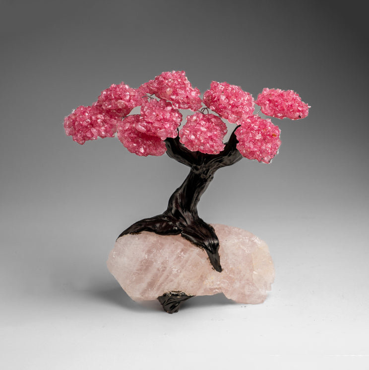 Custom - Genuine Rose Quartz Clustered Gemstone Tree On Rose Quartz Matrix (Unconditional Love Tree)