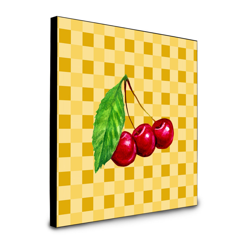 Art encadré cerises sur basketweave Pastorella