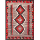Geometric Running Dog Border Antique Tribal Native American Flatweave Navajo Rug