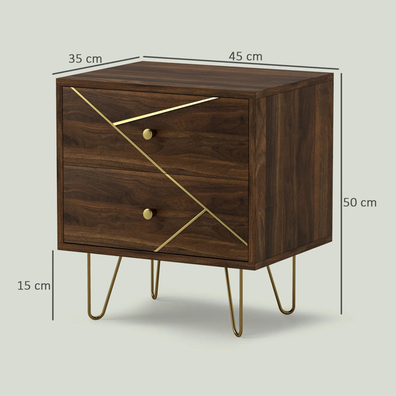 45cm W Steel Bedside Table