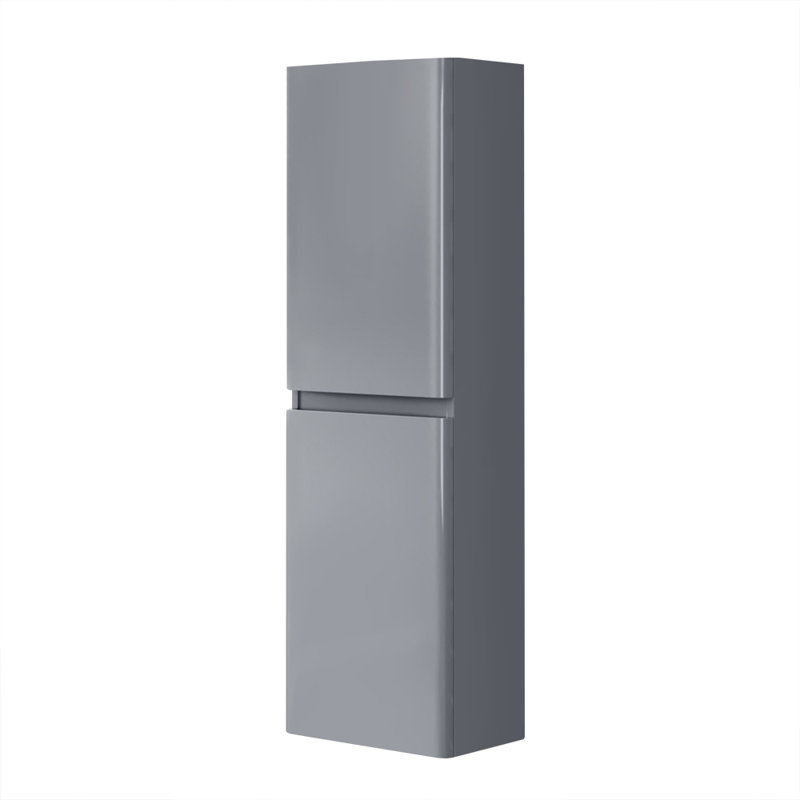 Gomilla Modern Wall Mounted Bathroom Tall Cabinet Storage Furniture, Gloss Grey
