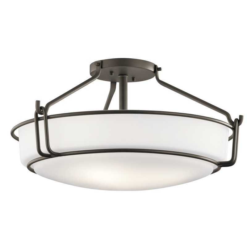 Horan Glass Flush Mount, Olde Bronze