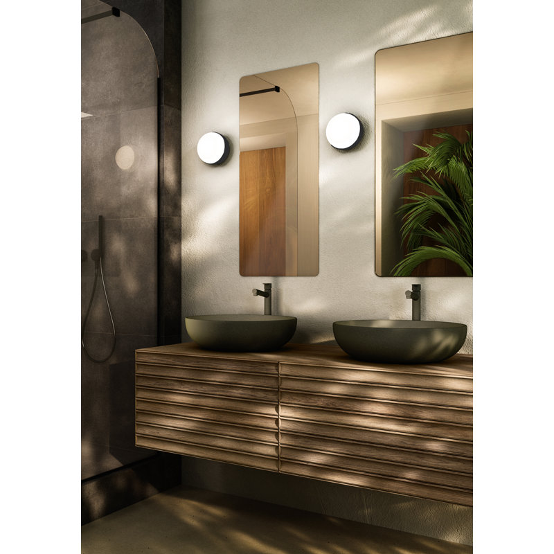 Kiki Round Aluminum Flush Mounted Sconce, Anthracite