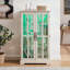 Armoire haute blanche en verre à double treillis avec bande lumineuse RVB en couleur et 3 tablettes réglables pour un rangement et une présentation polyvalents