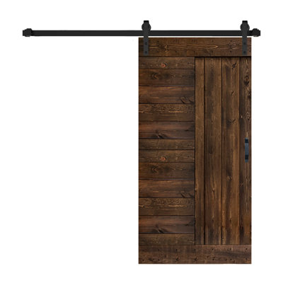 L Series Paneled Solid Wood Sliding Barn Door with Installation Hardware Kit -Assembly Needed