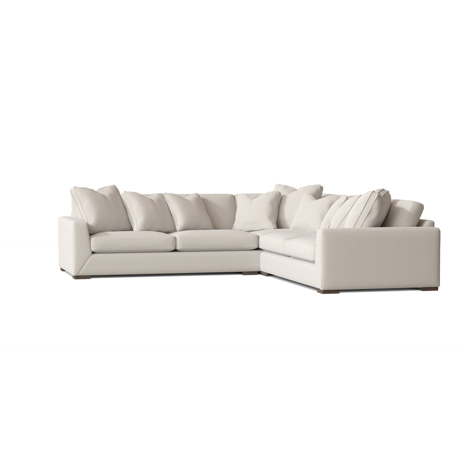 Nicolette Upholstered L-Sectional, Cream Chenille 1345-002, Aged Gray