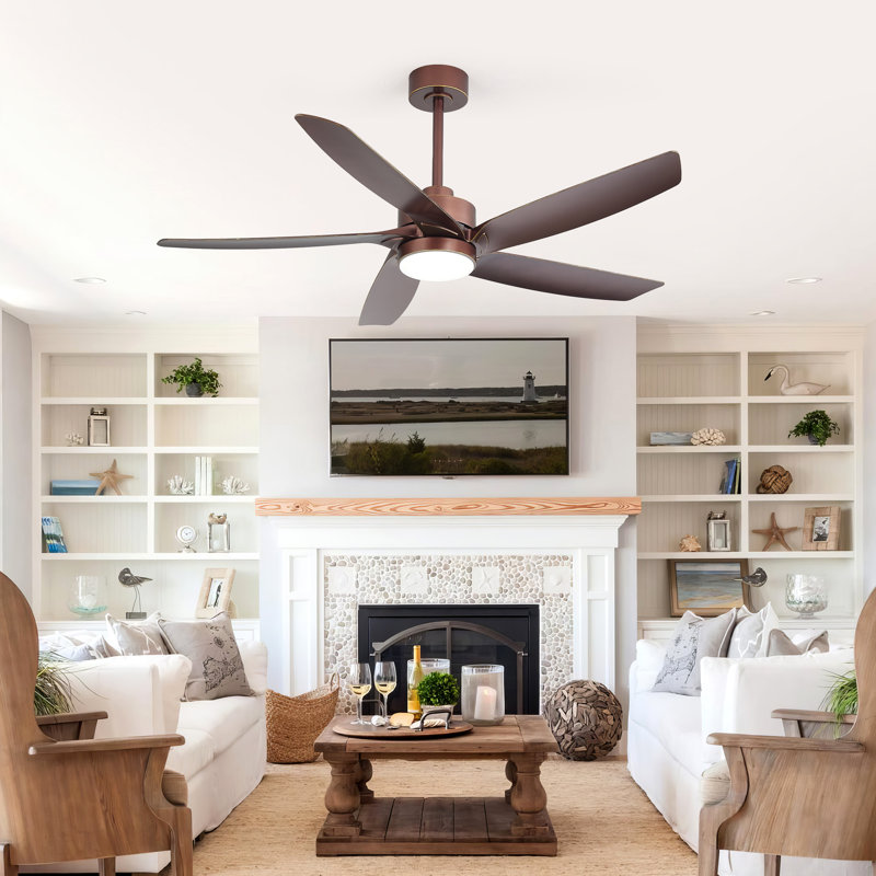 54" Large Ceiling Fan With LED Lights And Remote Control,6-Speed, Reversible Quiet DC Motor, Timer for Indoor/Covered Outdoor
