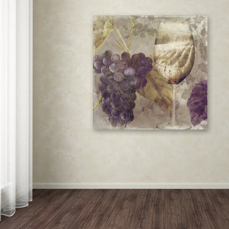 Modern Square Framed Canvas Art with Wine and Grapes