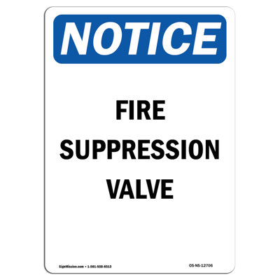 Fire Suppression Valve Sign