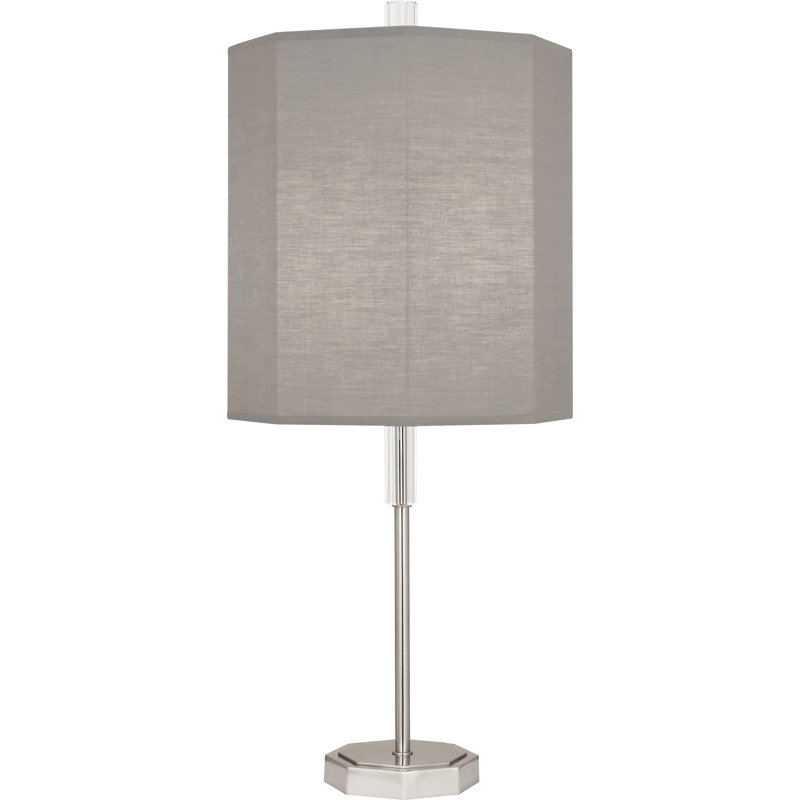 Kate Table Lamp, Polished Nickel, Smoke Gray