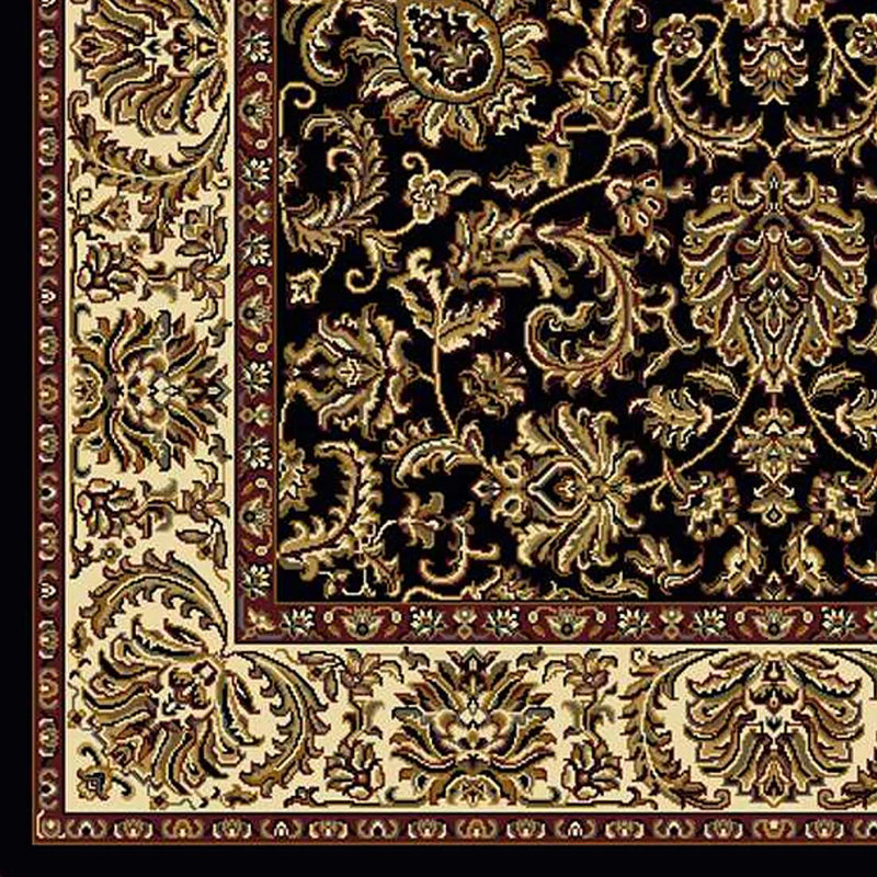 Tapis traditionnel noir de style persan, Rectangle 9 pi 10 po x 12 pi 10 po