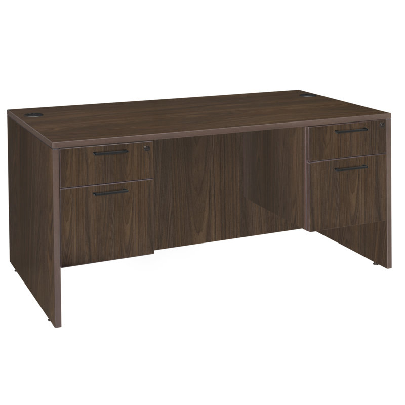 Bureau Nevjana avec tiroir à double caisson, 29" H x 60" W x 30" D, Neo Walnut