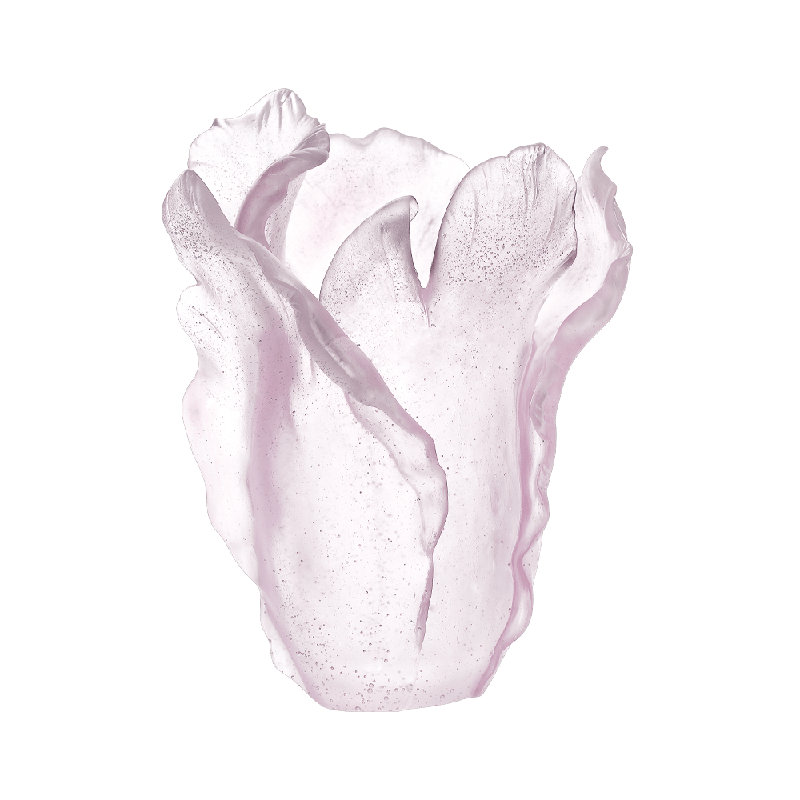 Tulip Handmade Crystal Table Vase, 13" H x 11.4" W x 9.8" D, Dark Purple