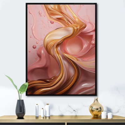 Rose liquide et or succulent Glam Art Alchimie I - formes abstraites, décoration murale