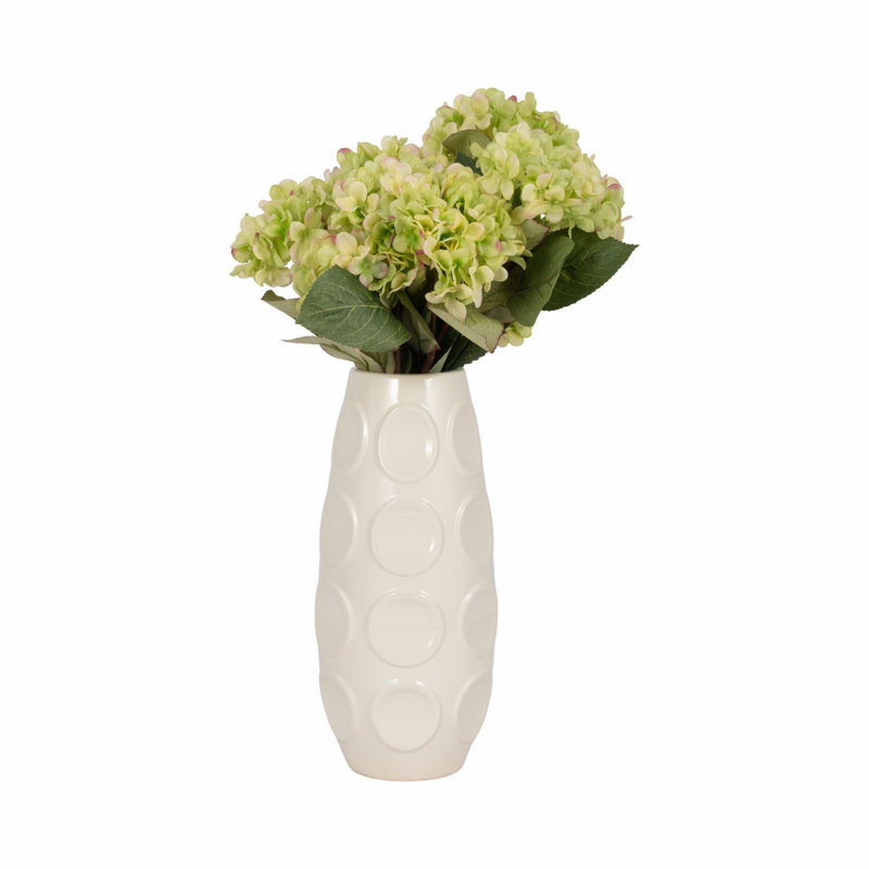 Jesston Bold Modern Stoneware Vase with Sculptural Embossed Circle Detailing and Striking Contemporary Profile for Eye-Catching Decorative Accent in Stylish Interiors