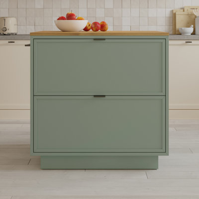 Brookline Kitchen Island 36" Butcher Block Countertop by Lark Manor