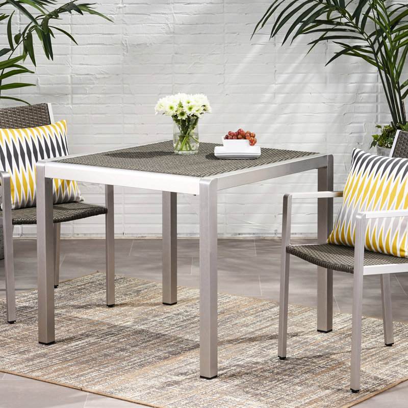 Table de salle à manger d'extérieur 35 "- Structure en aluminium avec, aspect, assemblage requis