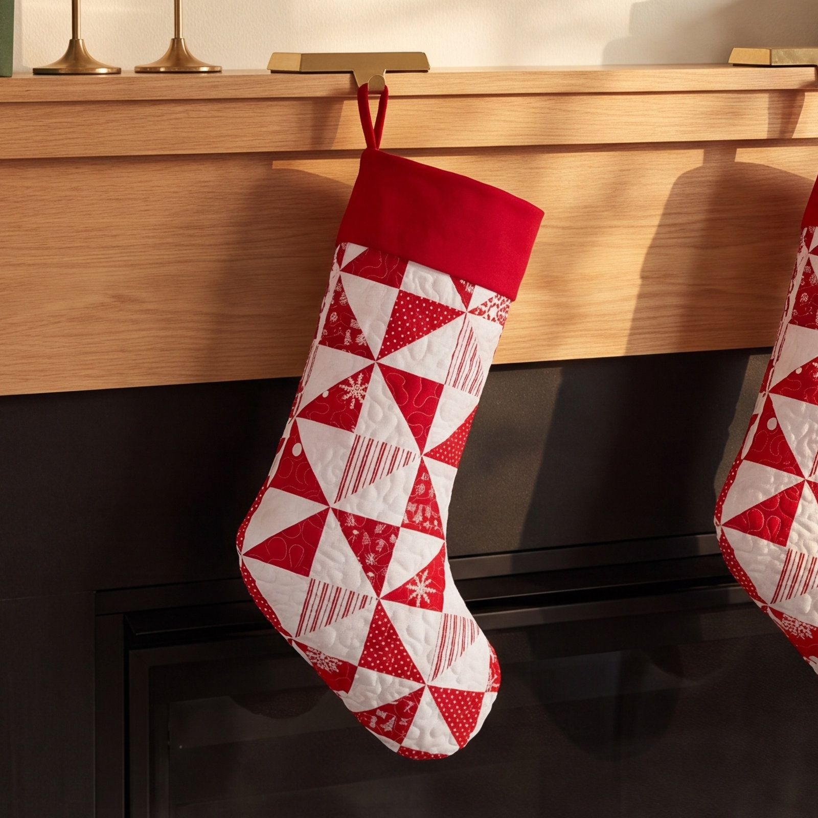 Quilted Triangles Holiday Stocking