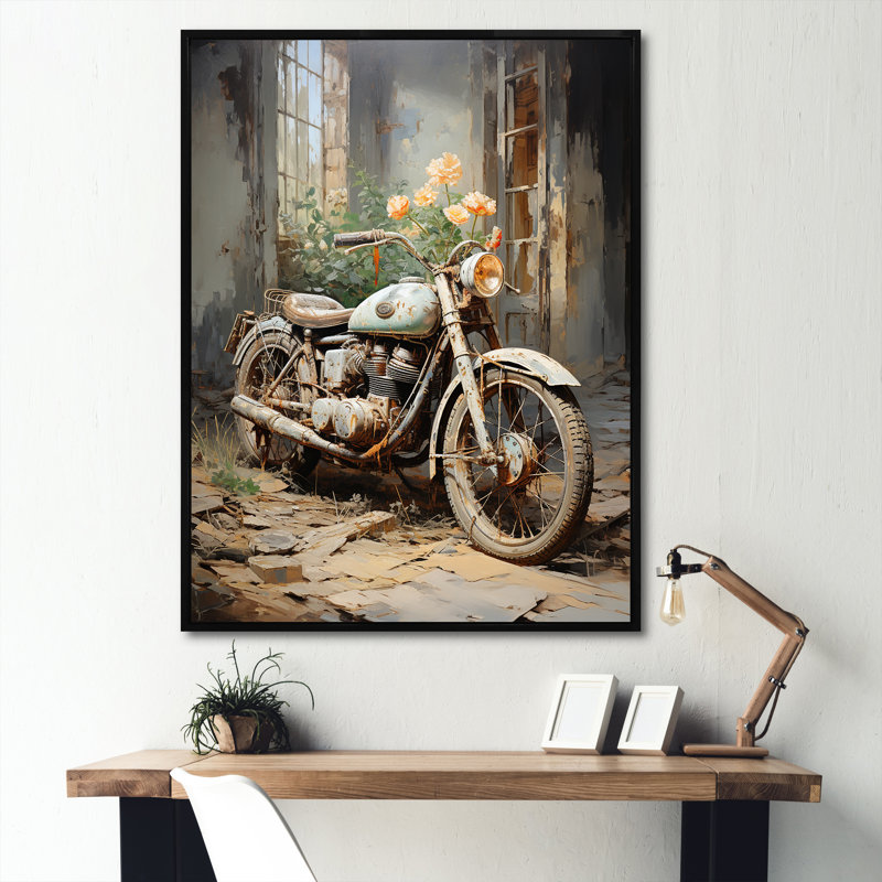 Impressionniste à vélo II sur toile, Cadre flottant noir, H 20 po x l 12 po