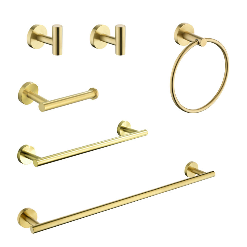 Stainless Steel Bathroom Towel Rack 6 Piece - Wall Mount, Matte Black, Elegant Style, Scratch-, Rust-, Simple Installation For Various Areas 6 Stylish Design, Scratch Resistance, Easy Different Spaces