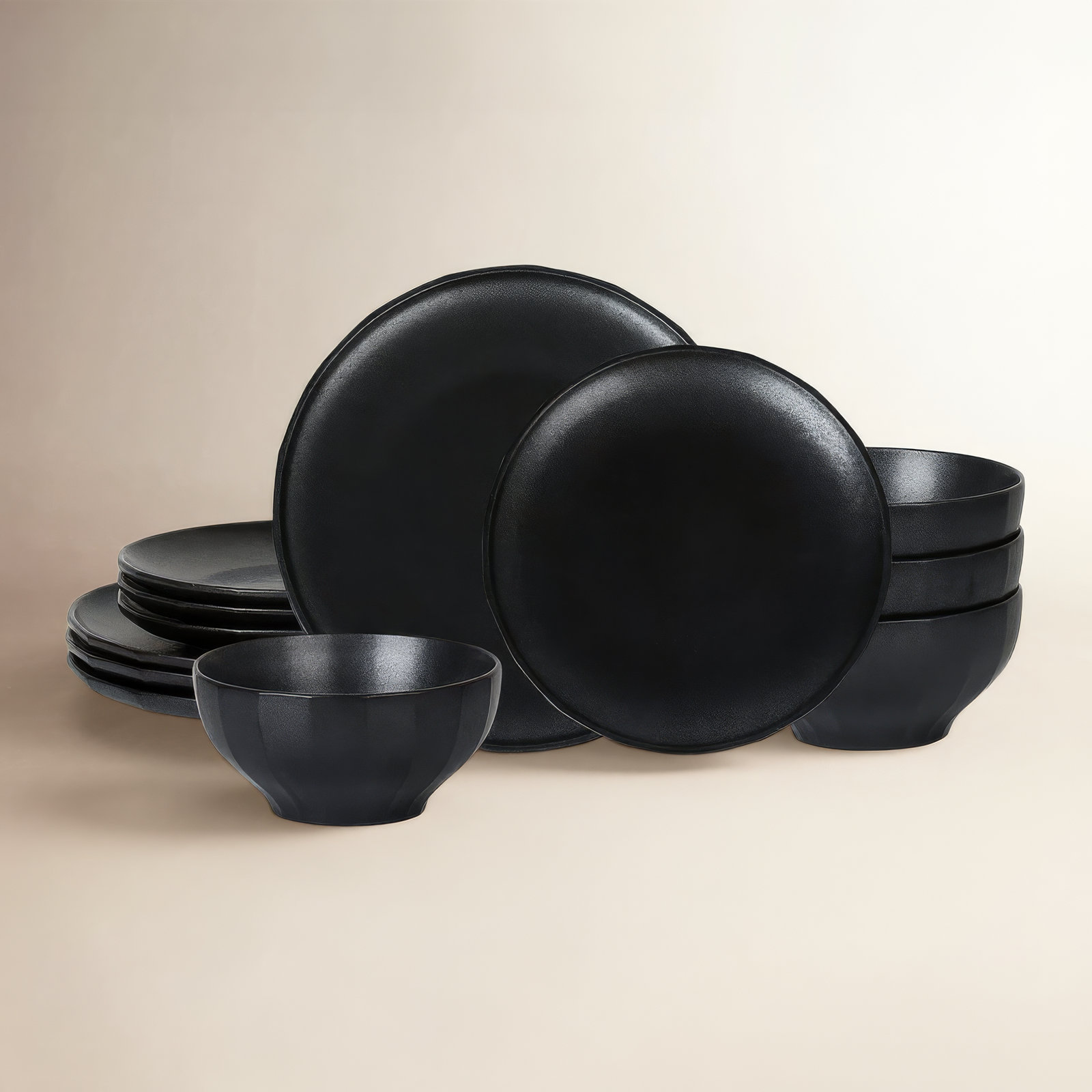 Rio Stoneware Dinnerware Set, Black