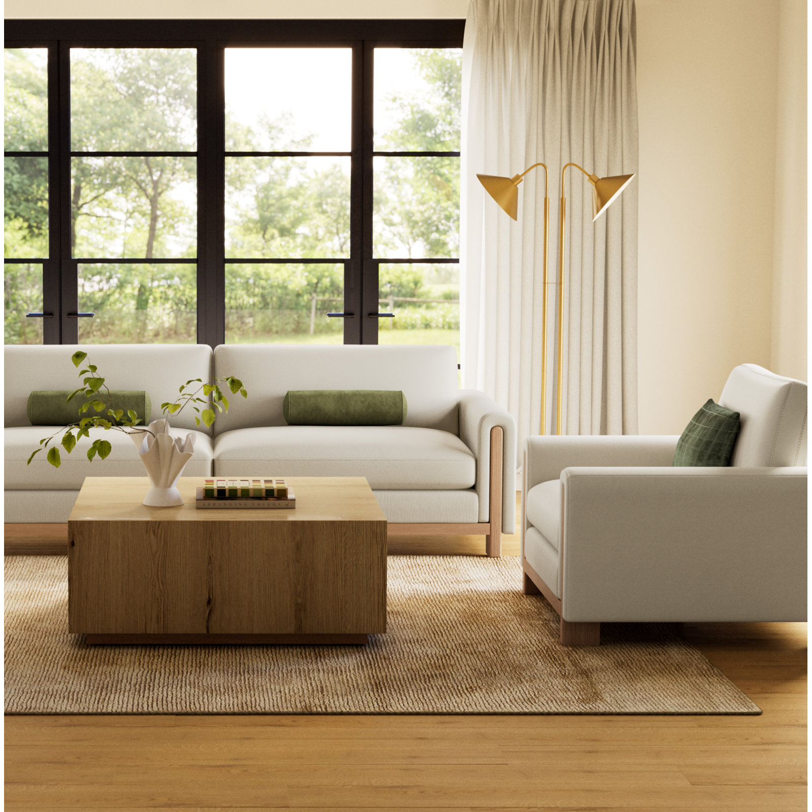 Adika Upholstered Armchair, Effie Linen Performance Basketweave