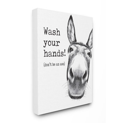 «Wash Your Hands Donkey Quote Bathroom Animal Humor» par Urban Road - impression d'art graphique